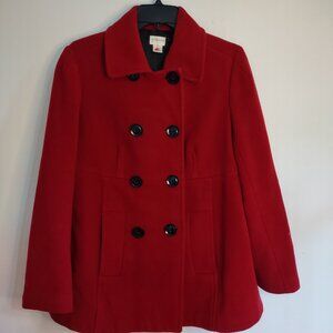 Motherhood Maternity Winter Pea Coat Sz Small Red